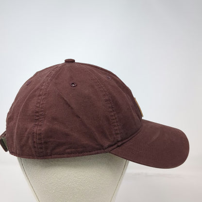 Carhartt Baseball Cap Brown One Size Hat Leather Patch Logo Strapback Canvas