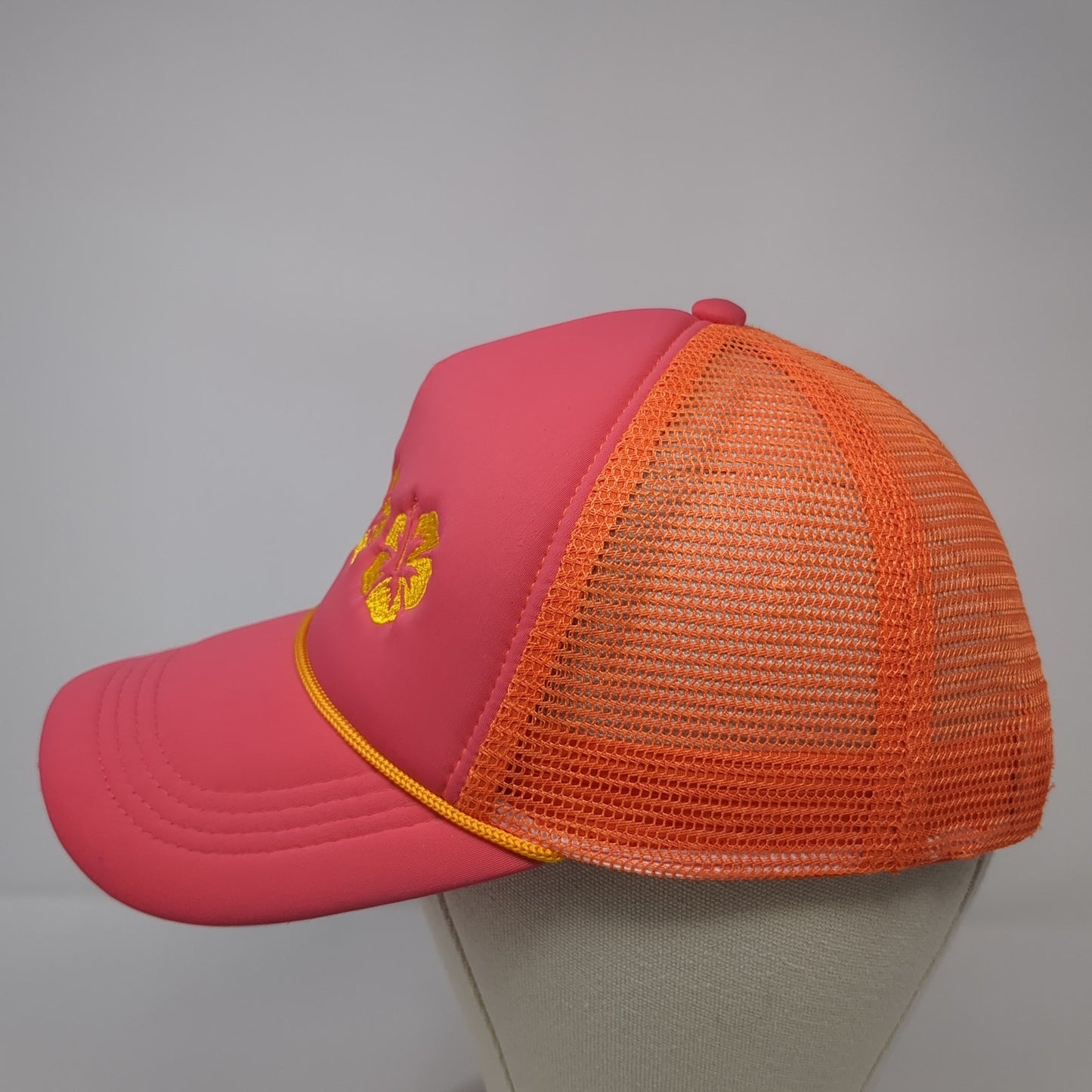 Hibiscus Flower Trucker Hat Multicolor One Size Adjustable Mesh Back Rope