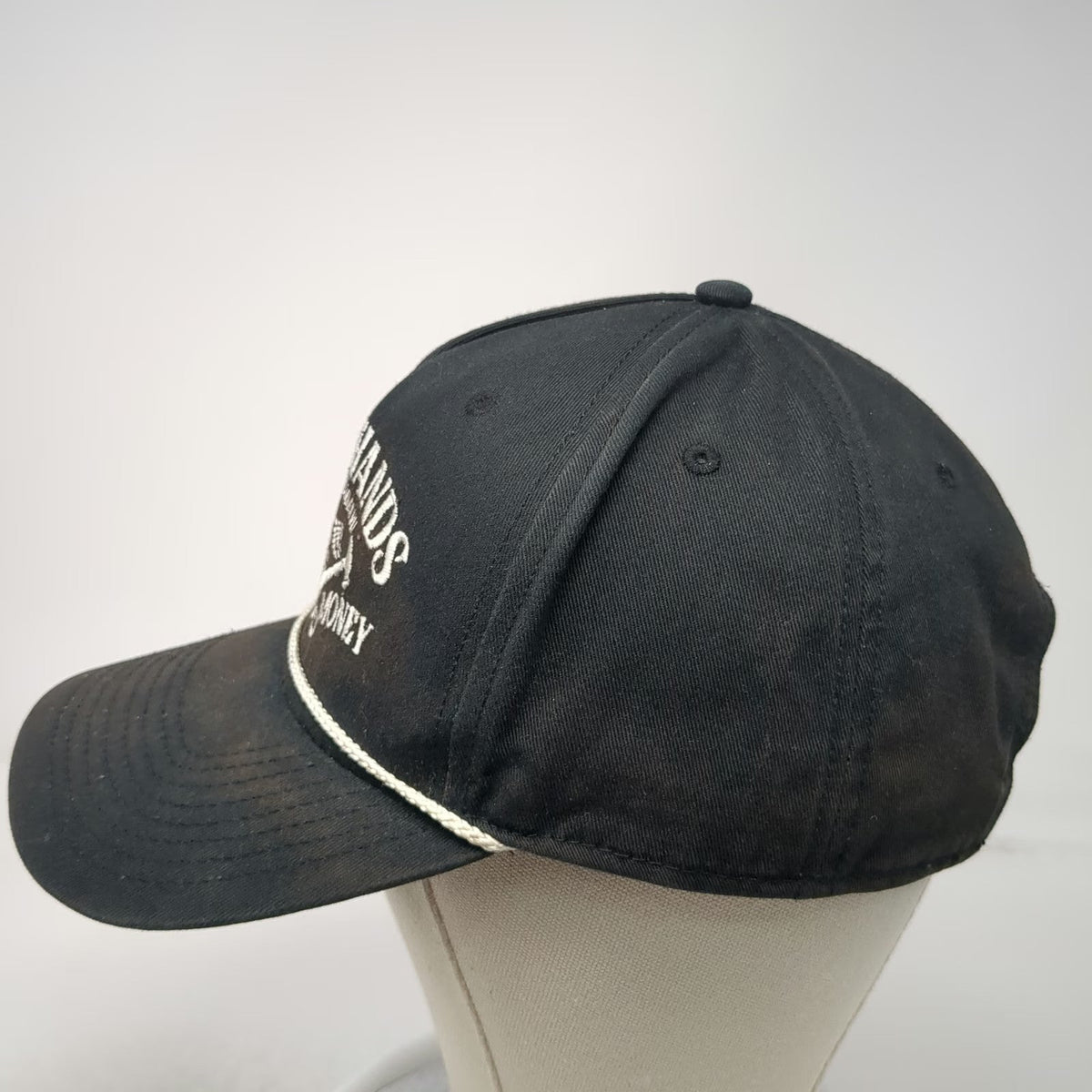 Troll Co. 5 Panel Black Hat One Size Dirty Hands Clean Money Snapback Rope Crown