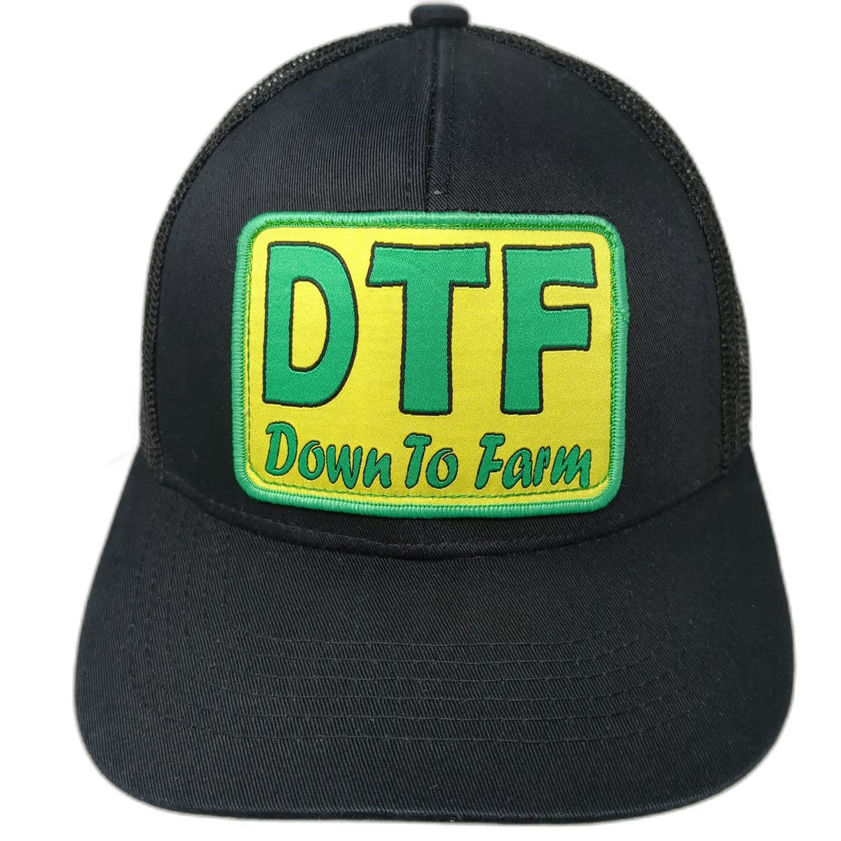 F/U Livestock Trucker Hat Black One Size DTF Down To Farm Patch Mesh Back