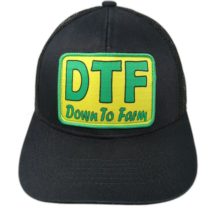 F/U Livestock Trucker Hat Black One Size DTF Down To Farm Patch Mesh Back