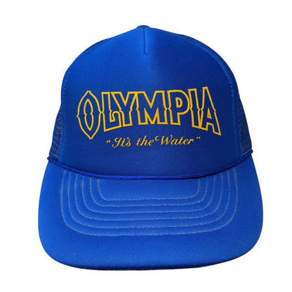 Olympia It's The Water Snapback Trucker Hat Blue Large Adjustable Rope Sportcap
