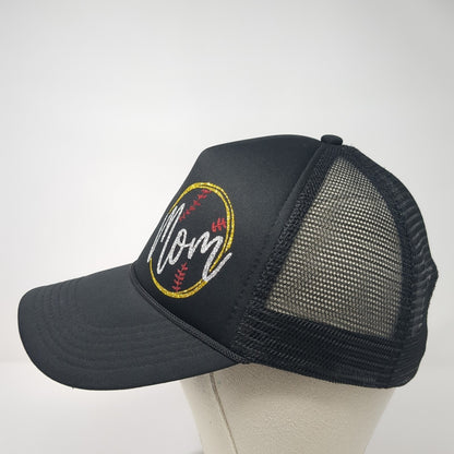 Mom Snapback Trucker Hat Black One Size Adjustable Mesh Back 6 Panel Polyester
