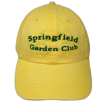 Adams Baseball Cap Yellow One Size Leather Strap Embroidered Garden Club Hat