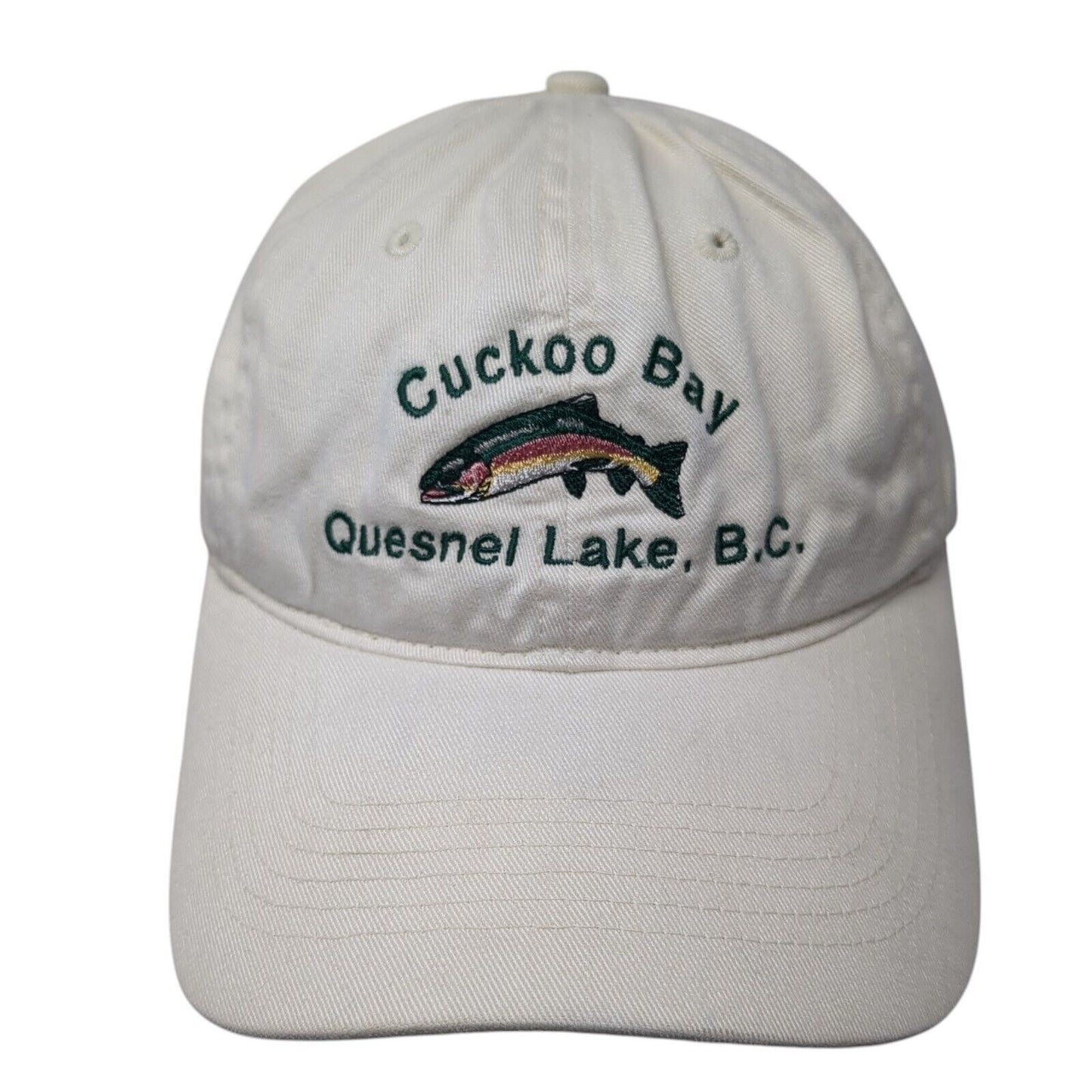 Cuckoo Bay Quesnel Lake B.C. Strapback Hat White Cream One Size Outdoor