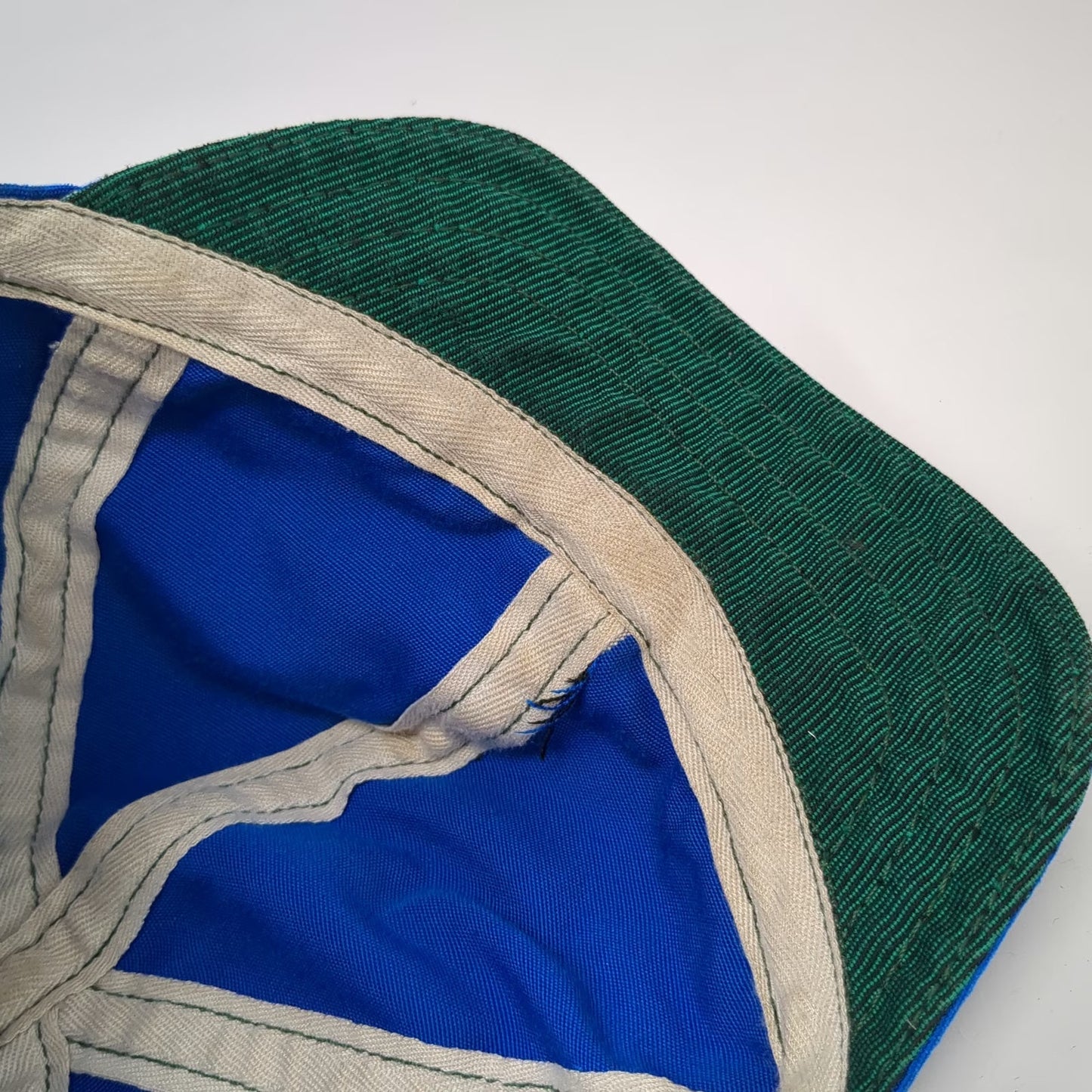 Landry Cap Baseball Cap Blue 7 1/8 Geometric Stripe Fitted USA Made Hat Vintage