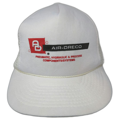 Traffic Cap Trucker Hat White One Size Air-Dreco Pneumatic Hydraulic Mesh Rope