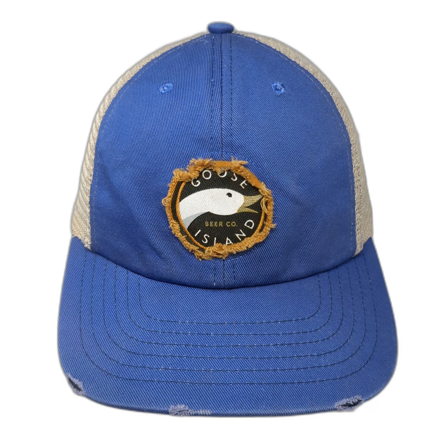 Goose Island Beer Co Trucker Hat Blue One Size Distressed Mesh Snapback USA