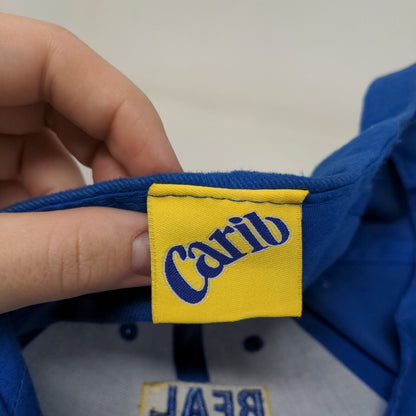 Real Beer Is Carib Lager Strapback Hat Blue One Size Embroidered Bottle Opener