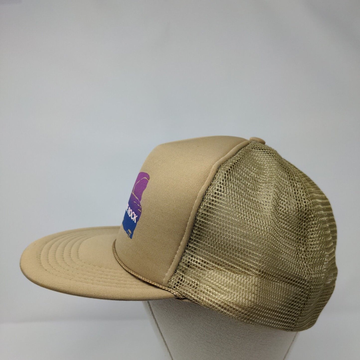 Hole N" The Rock Snapback Rope Trucker Hat Tan OSFA Solid Mesh Back