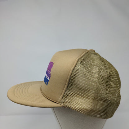 Hole N" The Rock Snapback Rope Trucker Hat Tan OSFA Solid Mesh Back