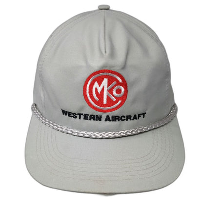 Head To Toe 5 Panel Gray Hat One Size Rope Western Aircraft MKO Logo Slideback
