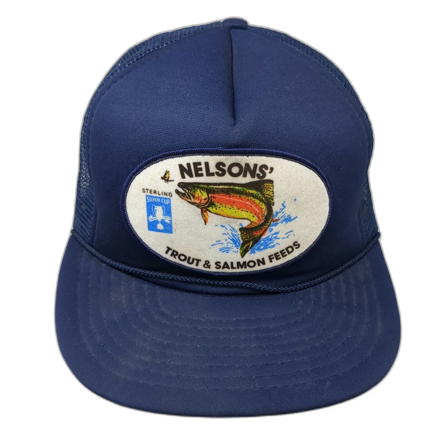 Mohr's Trucker Hat Blue One Size Snapback Nelsons Trout & Salmon Feeds Fishing