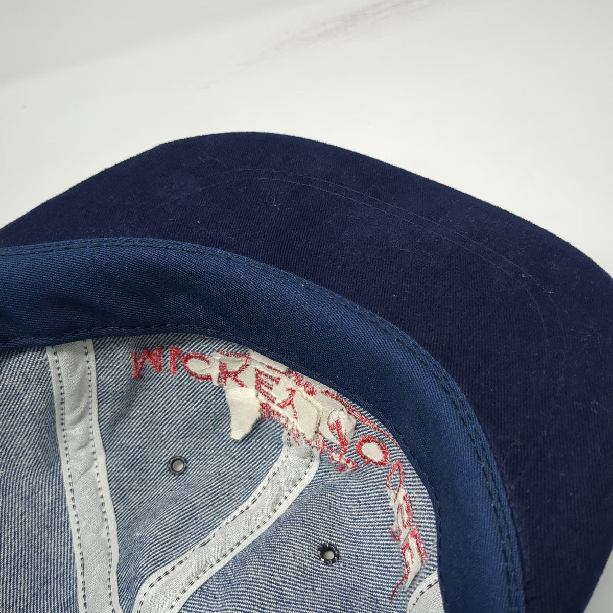 The Disney Store Baseball Cap Blue Mickey Mouse Leather Strapback Hat Vintage