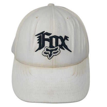 Fox Head Fitted Hat White 7 5/8 Embroidered Logo Solid Outdoor 6 Panel