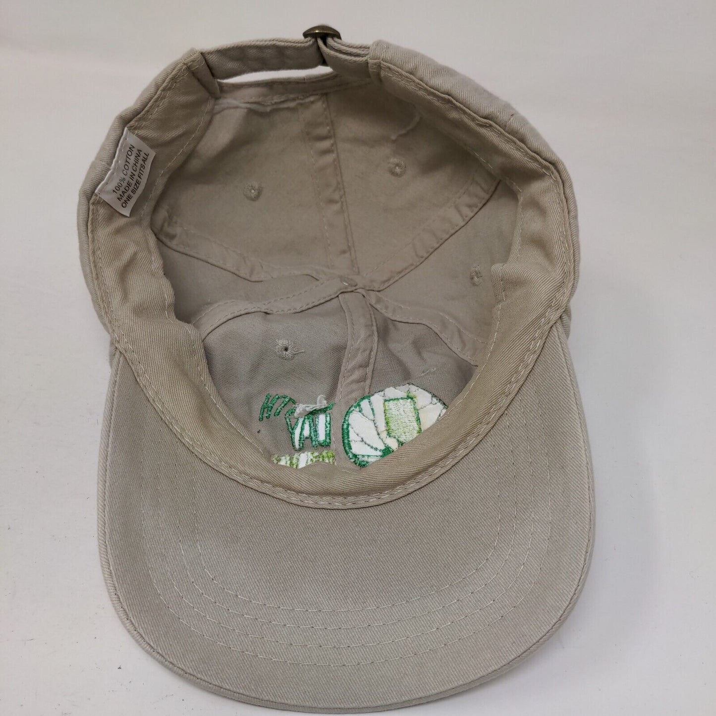 Earthday Indiana Slideback Hat Tan OSFA Adjustable Embroidered Vented Holes