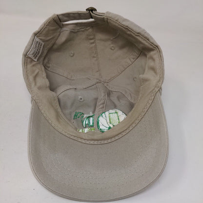 Earthday Indiana Slideback Hat Tan OSFA Adjustable Embroidered Vented Holes