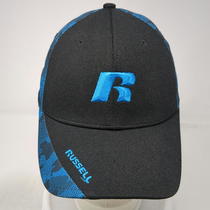 Russell Baseball Cap Black Blue Camo M Embroidered Logo Athletic Hat