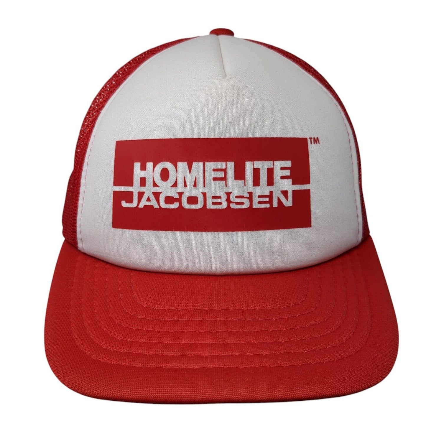Homelite Jacobsen Snapback Trucker Hat Red OS Adjustable Mesh Back 6 Panel