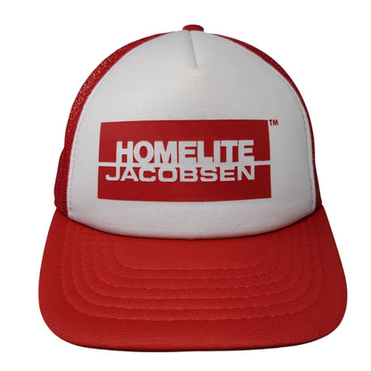 Homelite Jacobsen Snapback Trucker Hat Red OS Adjustable Mesh Back 6 Panel