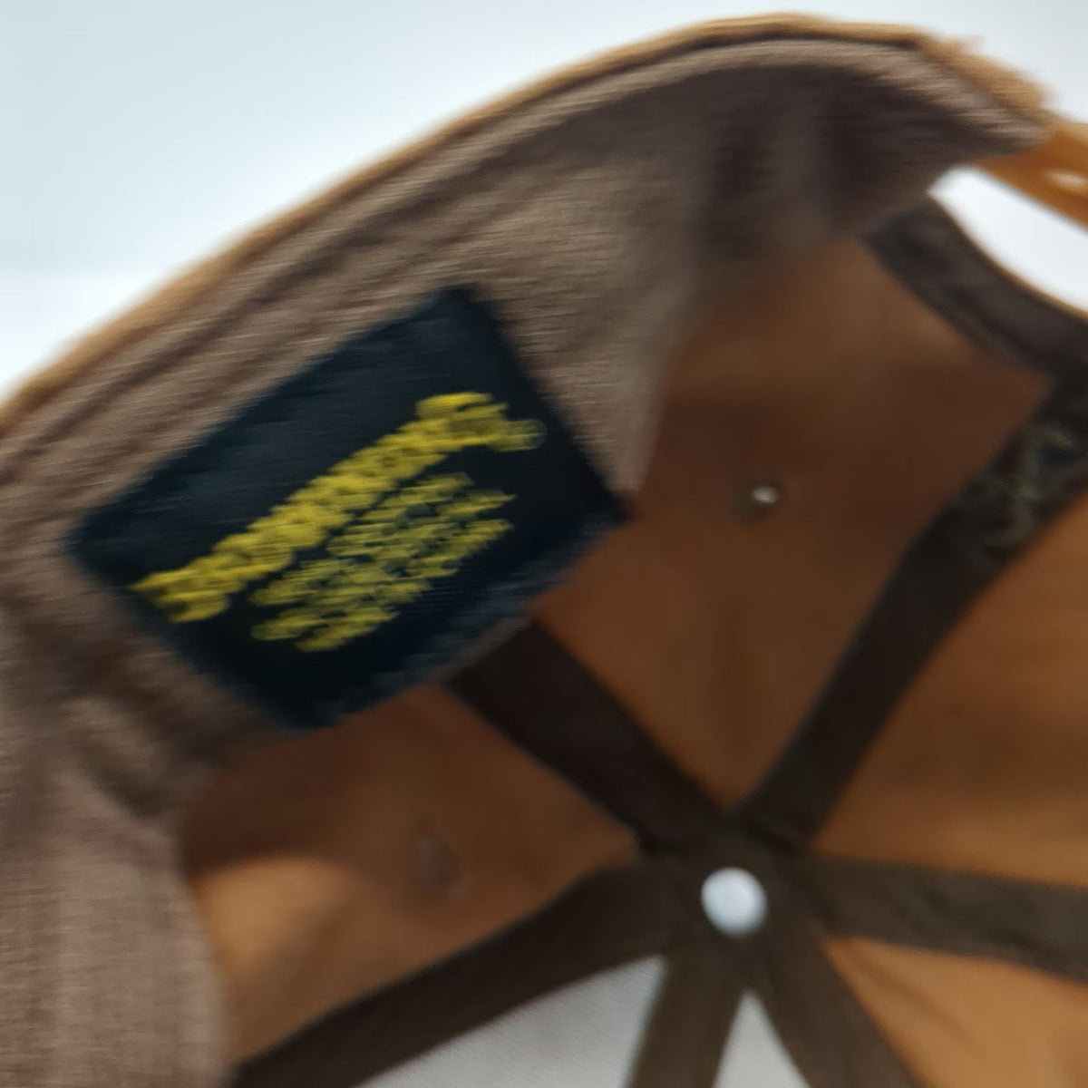 Browning Snapback Hat Brown One Size Leather Look Flag Patch Buckmark Logo