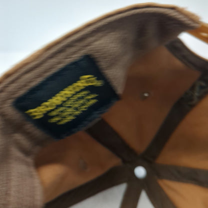 Browning Snapback Hat Brown One Size Leather Look Flag Patch Buckmark Logo