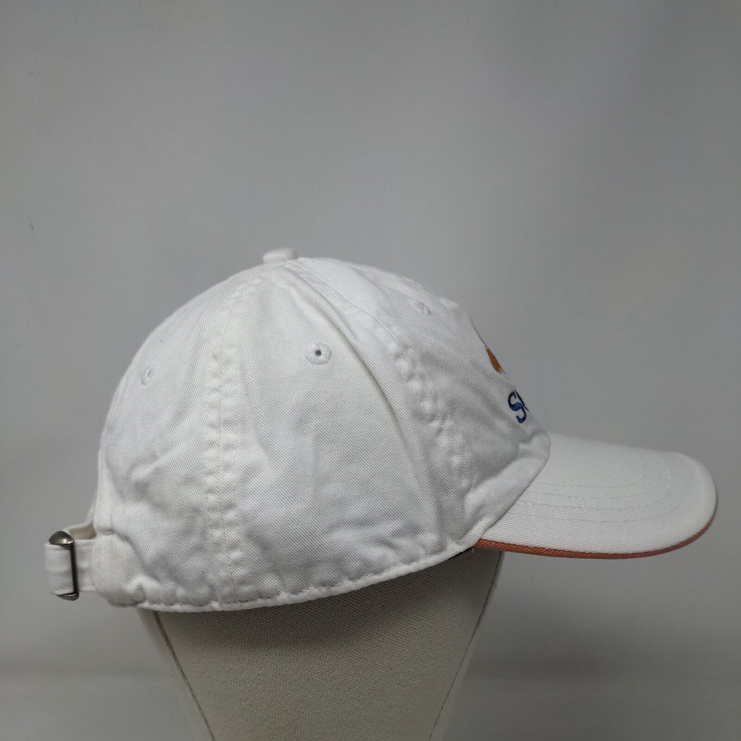 SunTrust Slideback Hat White OSFA Embroidered Adjustable Solid 6 Panel