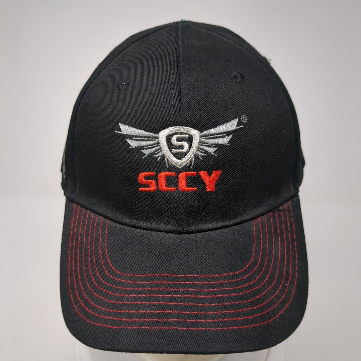 SCCY Strapback Hat Black One Size Adjustable Embroidered Patriotic Cotton