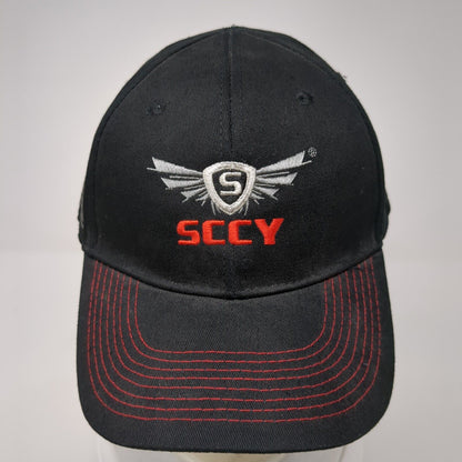 SCCY Strapback Hat Black One Size Adjustable Embroidered Patriotic Cotton