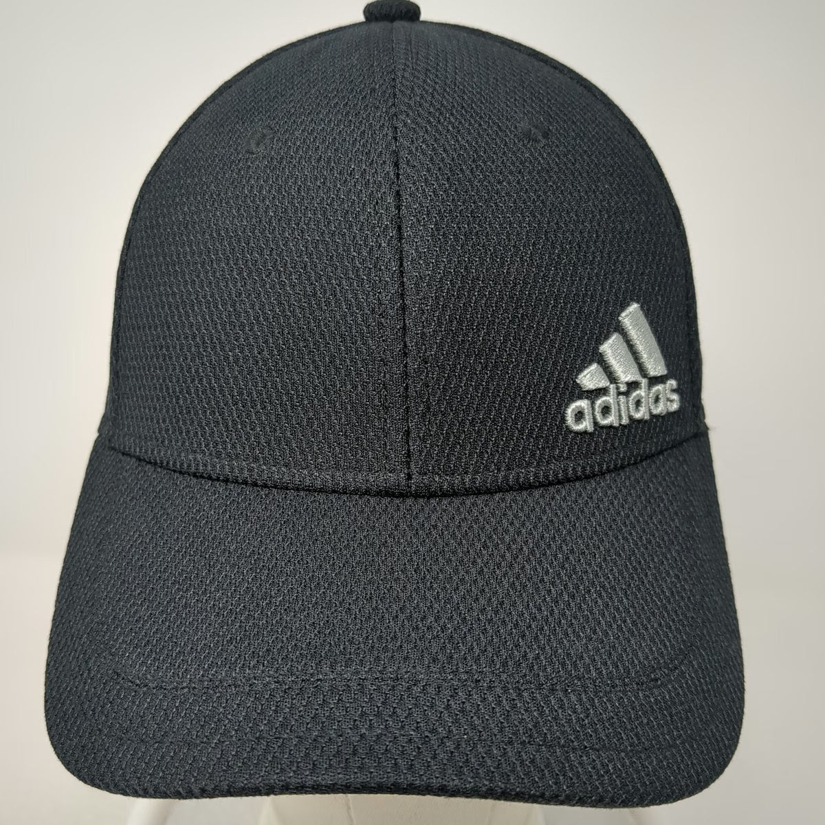 Adidas Baseball Cap Black M Fitted Performance Mesh Climalite Stretch Fit Hat