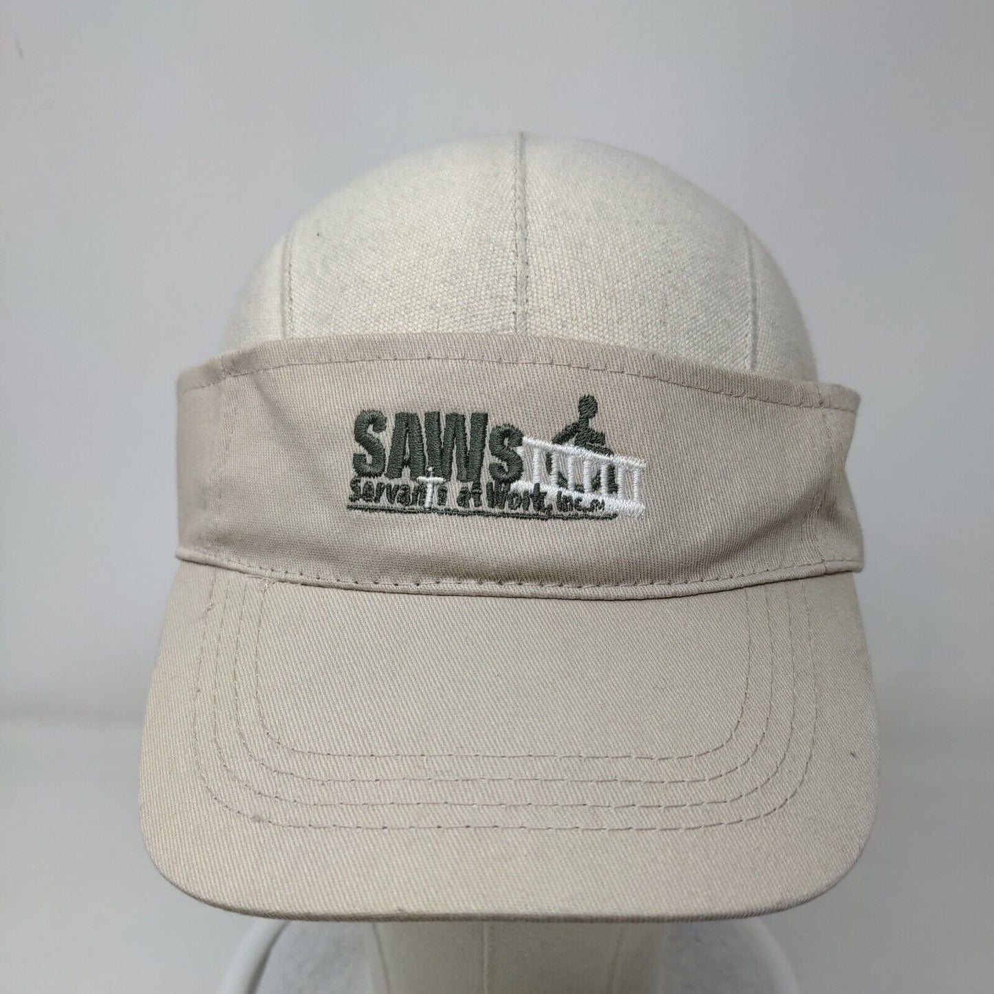 SAWs Servants At Work Strapback Sun Visor Hat Cap Tan OSFA Embroidered