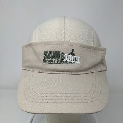 SAWs Servants At Work Strapback Sun Visor Hat Cap Tan OSFA Embroidered