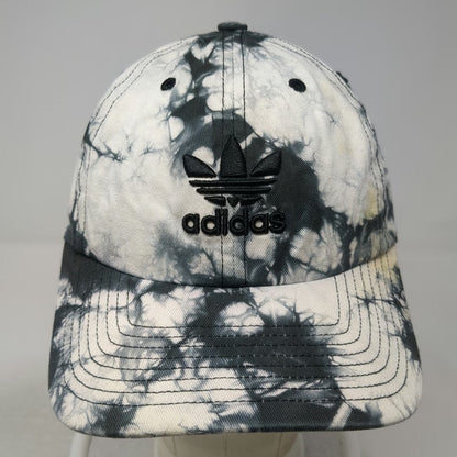 Adidas Baseball Cap White Black One Size Tie Dye Embroidered Trefoil Logo Hat