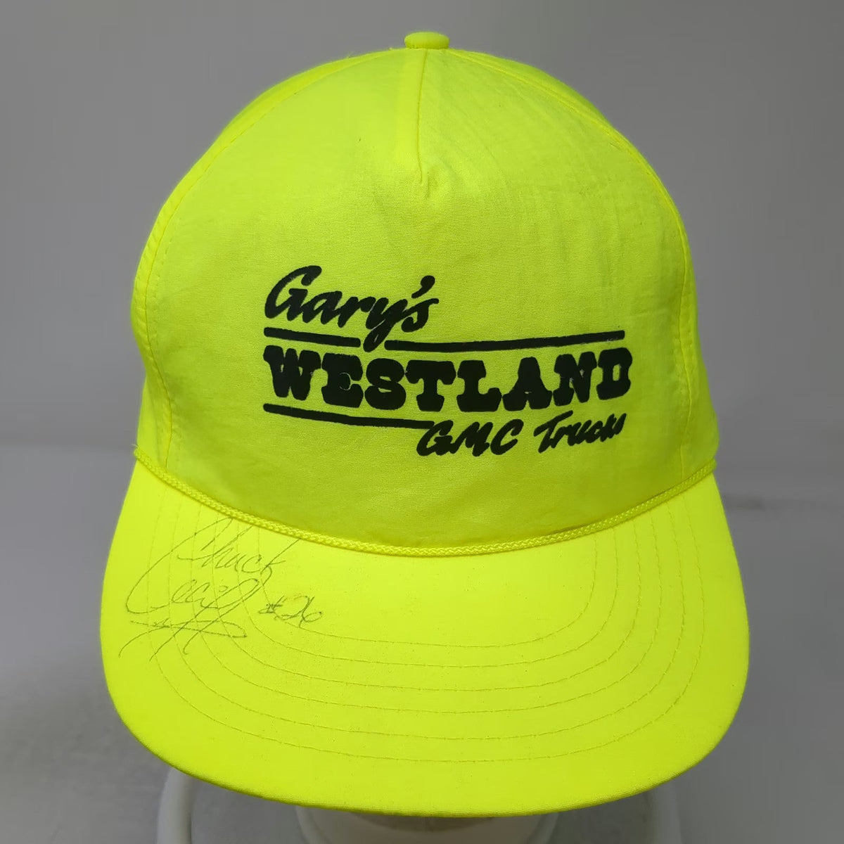 Sporismon 5 Panel Hat Green One Size Nylon Snapback GMC Trucks Autographed