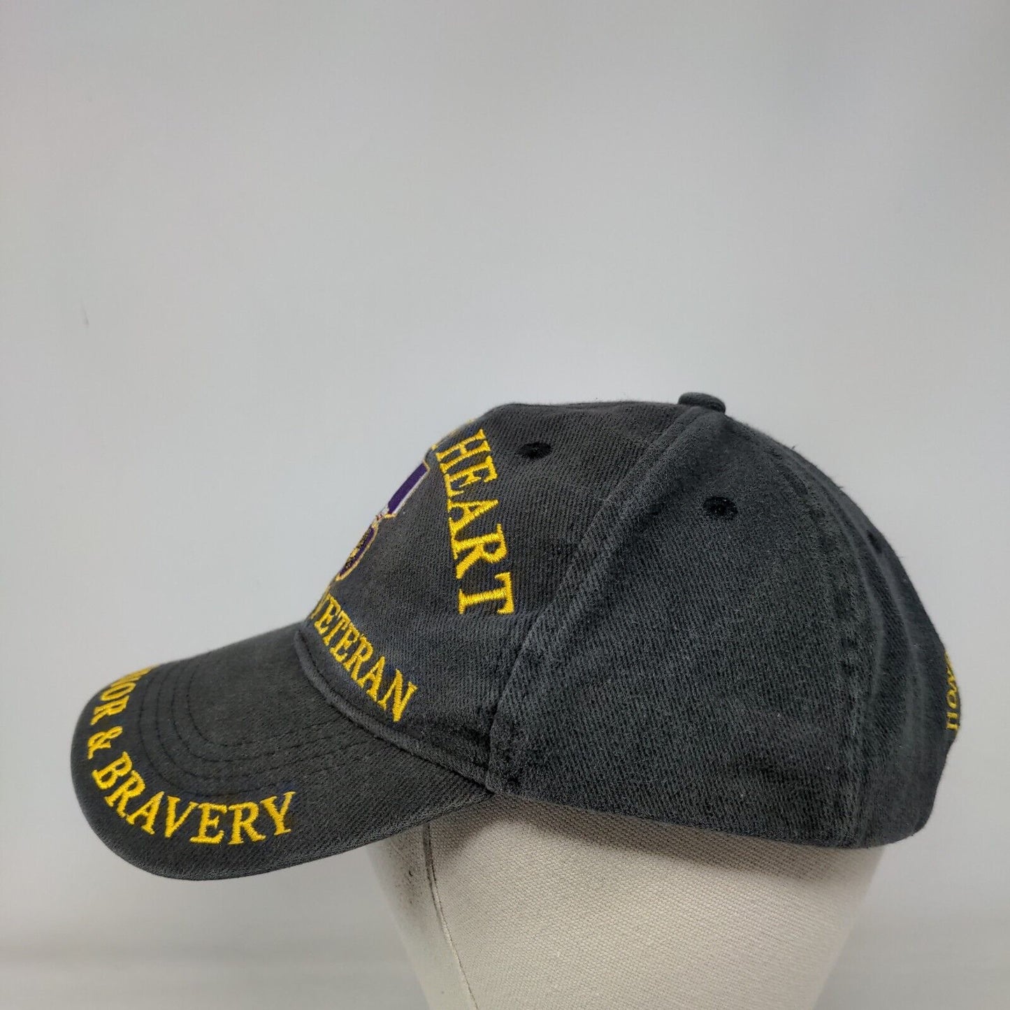 Purple Heart Combat Veteran Merit Honor & Bravery Strapback Hat Gray One Size