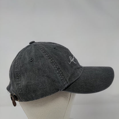 Alpha Chi Omega Slideback Hat Gray OSFA Embroidered Leather Strap Adams
