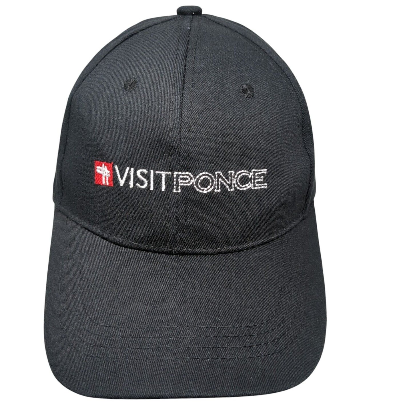 Visit Ponce Slideback Hat Black OSFA Adjustable Embroidered 6 Panel