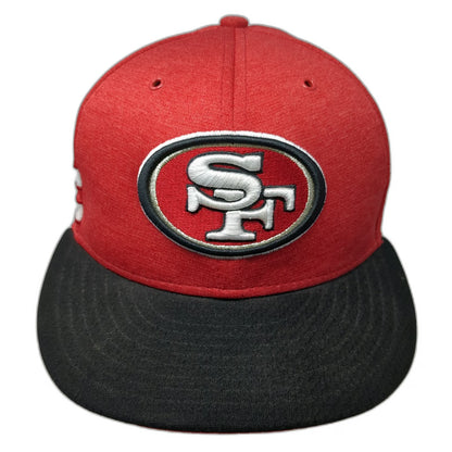 San Francisco 49ers NFL New Era Hat Red Black 7 Flat Brim Side Stripes Fitted