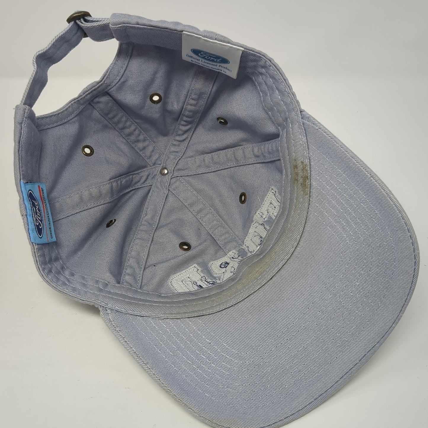 Ford Spell Out Slideback Hat Blue One Size Adjustable Solid Vent Holes