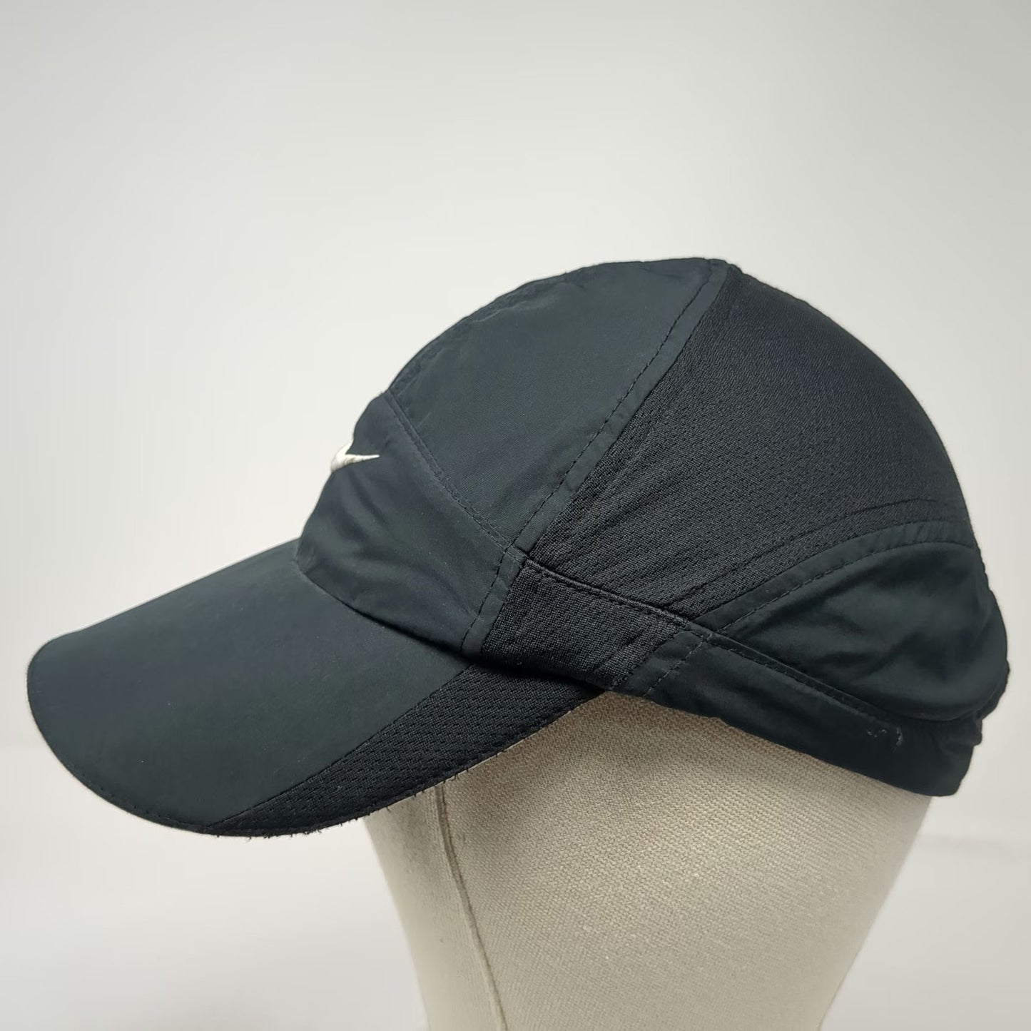 Nike Baseball Cap Black One Size Dri-Fit Mesh Adjustable Strapback Running Hat