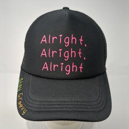 Alright Stay Groovy Snapback Trucker Hat Black One Size Adjustable Mesh Back