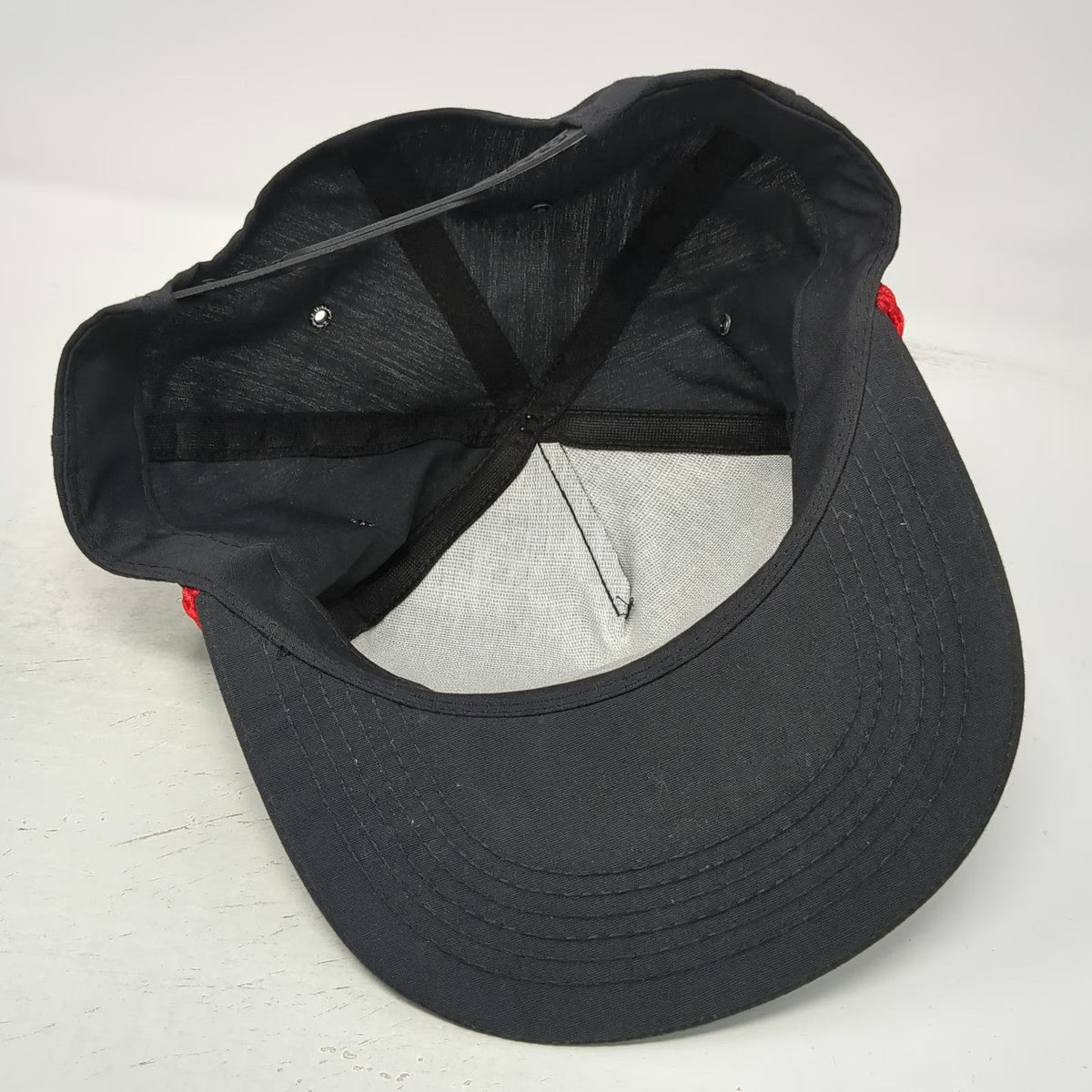 K-Products 5 Panel Black Hat One Size Rope Brim ABI Logo Structured USA Vintage