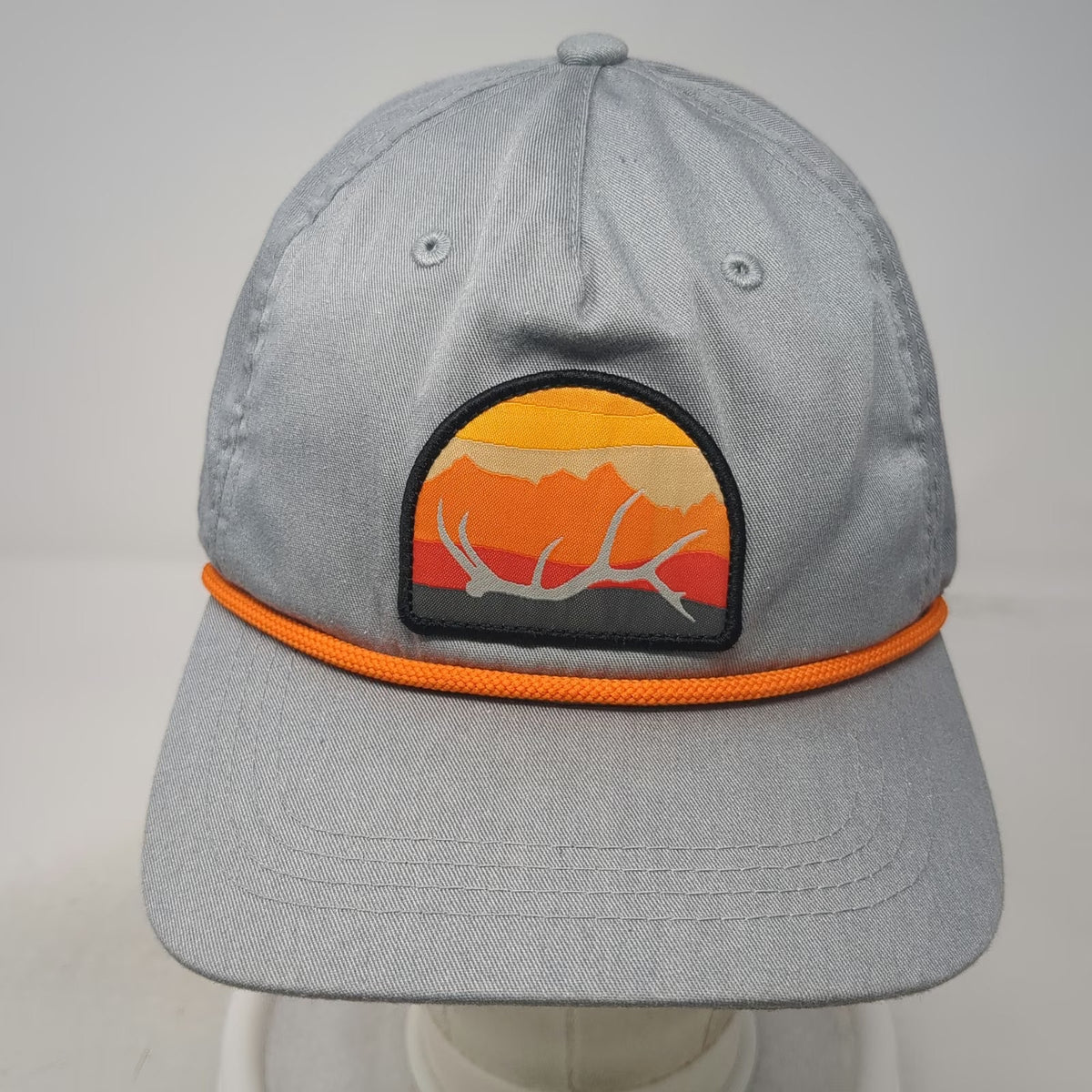 Rep Your Wild 5 Panel Gray One Size Rope Snapback Antler Patch Outdoor Hat