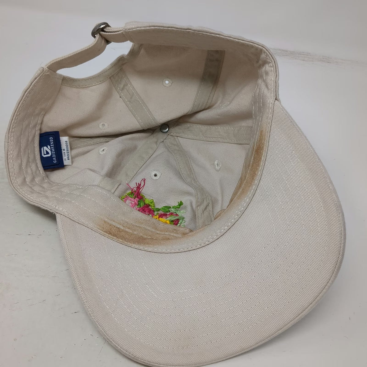 GADIEMKENSD Baseball Cap Beige One Size Embroidered Floral Heart Cotton Hat