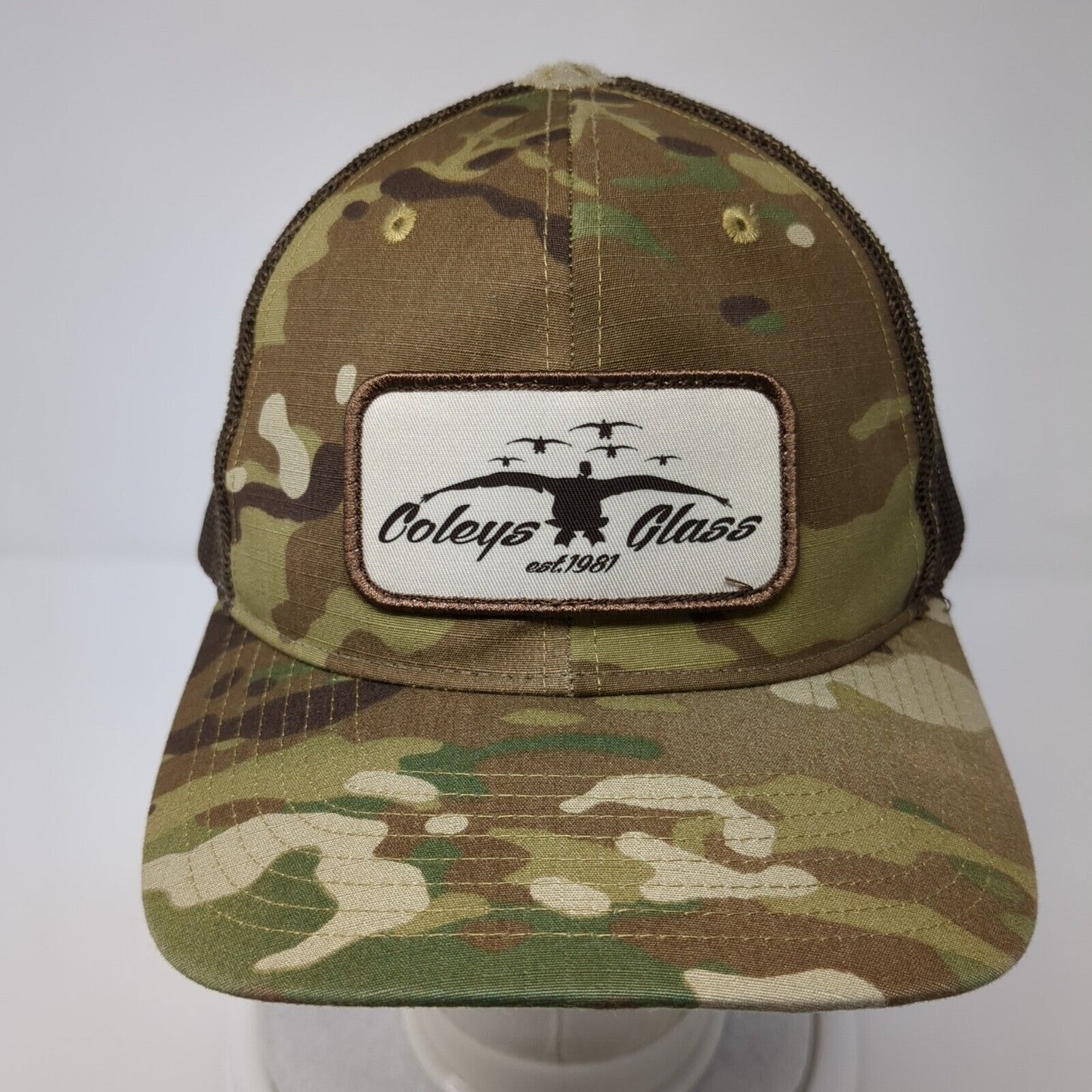 Coleys Glass Snapback Trucker Hat Camo One Size Mesh Back Richardson