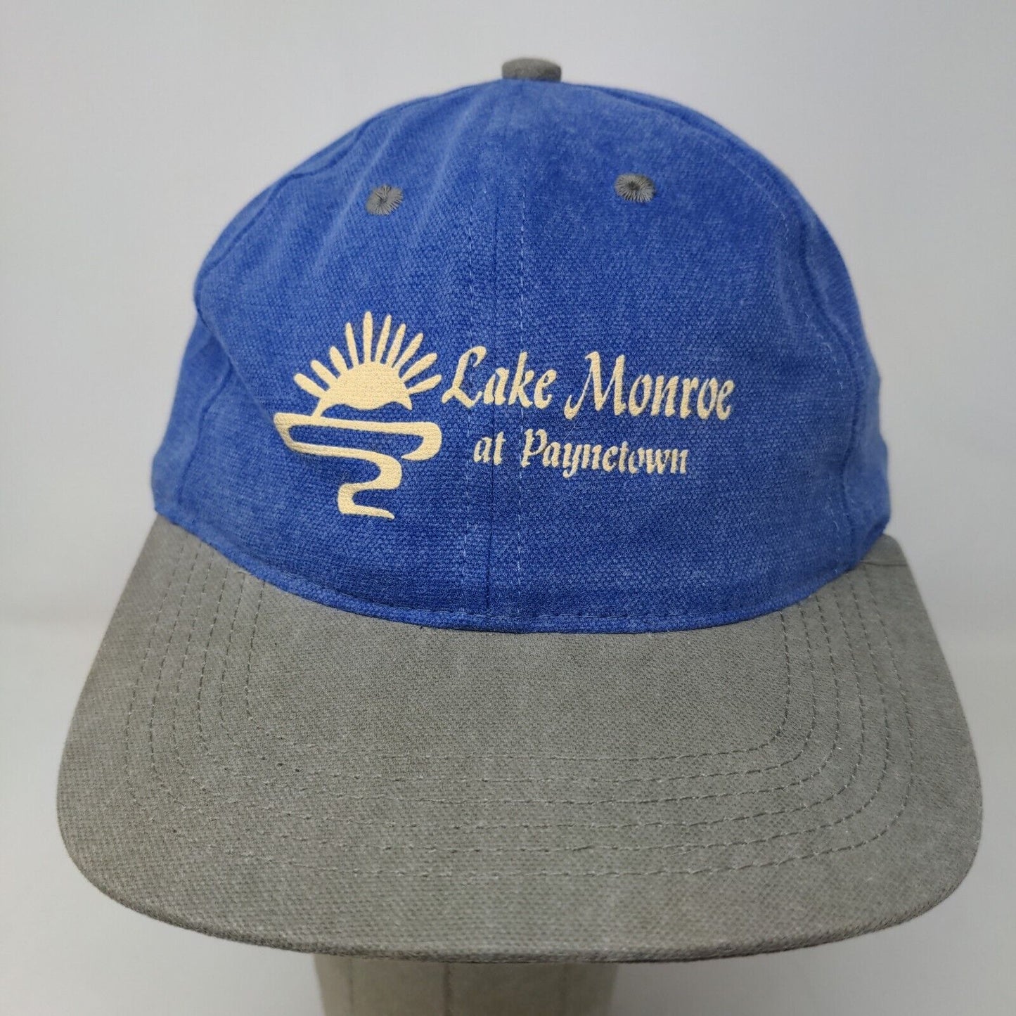 Unbranded Men's Snapback Hat Blue OSFA Graphic Lake Monroe Paynetown Logo Cotton