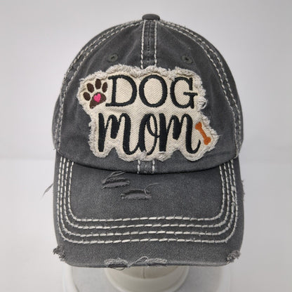 Dog Mom Strapback Hat Gray OS Adjustable Embroidered Distressed KB ETHOS Vintage
