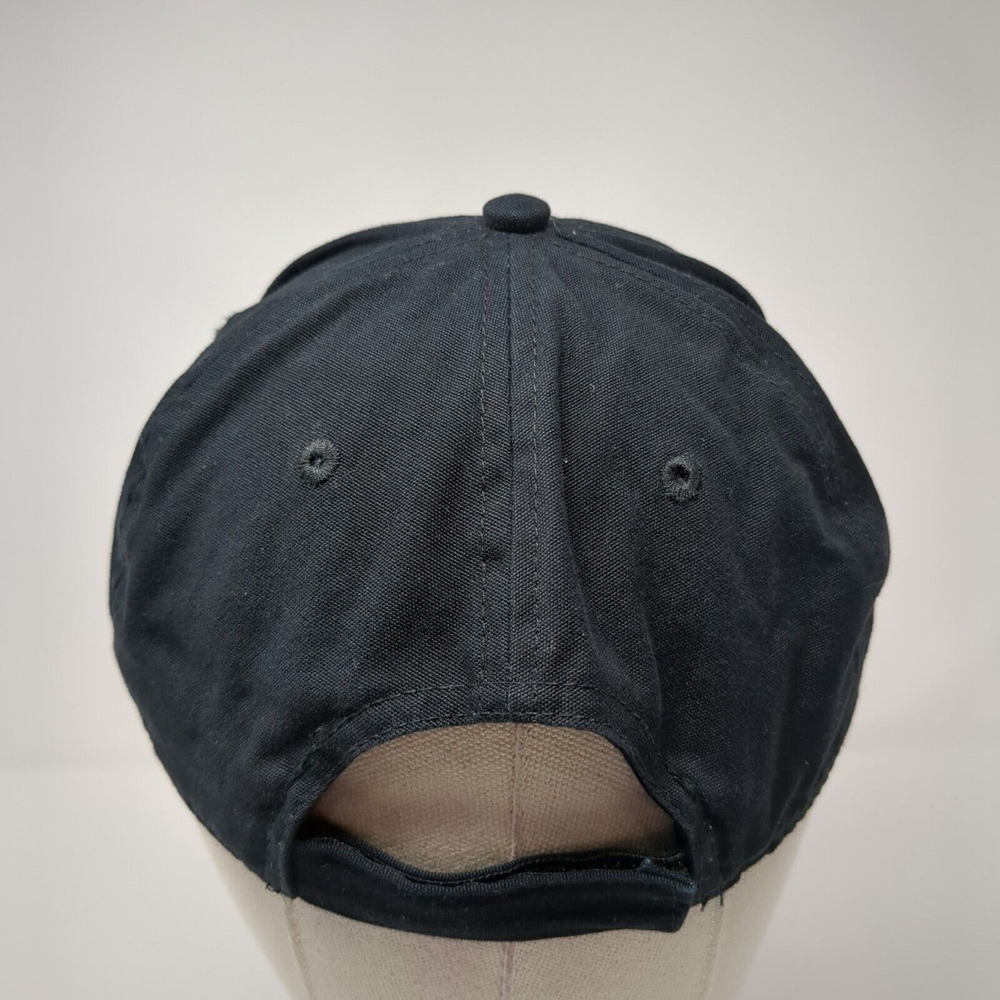 Summit Strapback Hat Black OS Adjustable Embroidered 6 Panel Port & Company