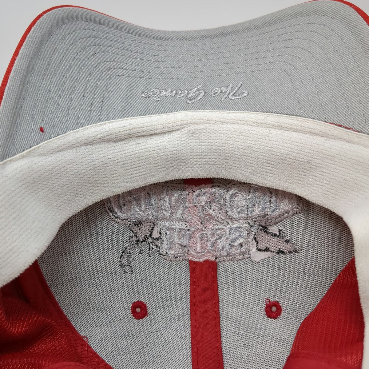 The Game Baseball Cap Red Size L Ross Coin Gun Flexfit A-Flex Embroidery Hat