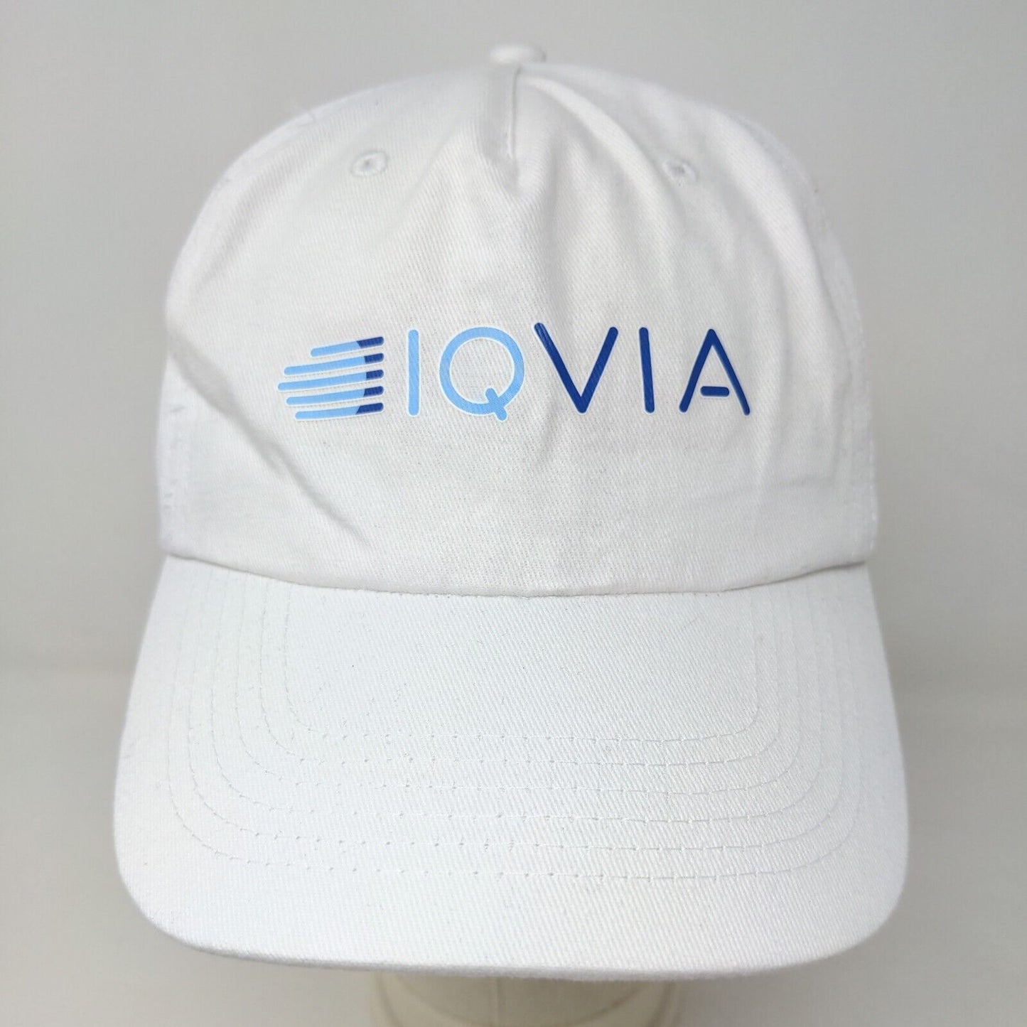 Hit Men's Strapback Hat White Size OSFM IQVIA Graphic Logo Cotton Adjustable